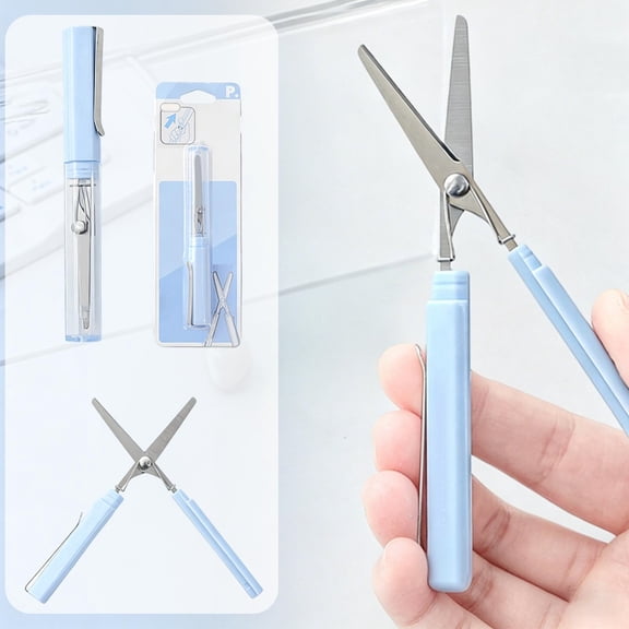 Konghyp Portable Pen Style Scissors, Safety Rounded Tip Stainless Steel Blade, Compact Travel Scissors for Office, Lightweight Scissors for Paper and Art Supplies, Ideal for Everyday Use