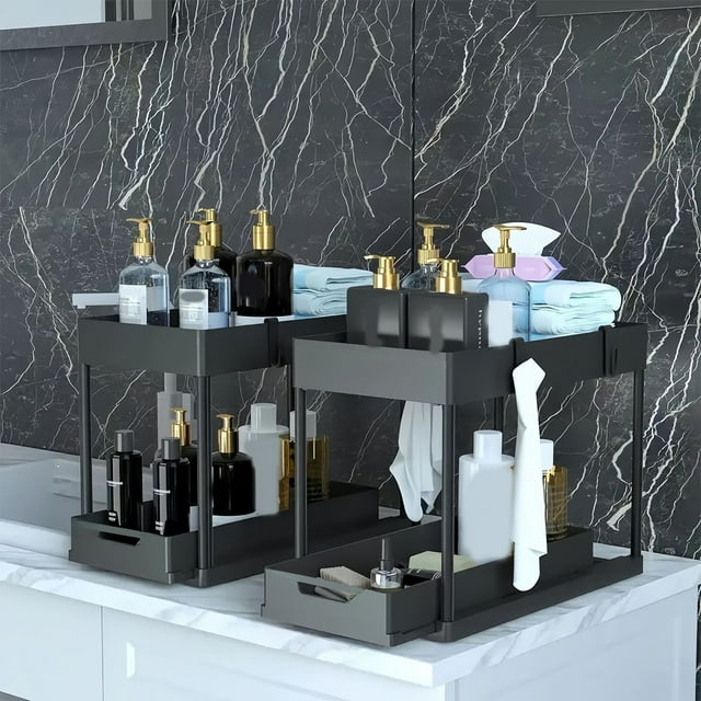Konghyp PullOut Under Sink Organizer 2Tier Sliding Drawer for