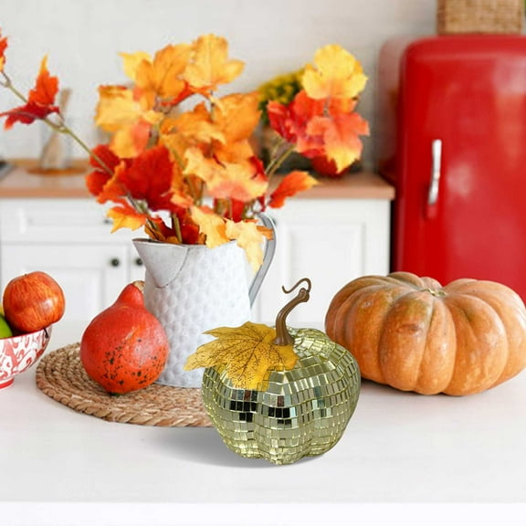 Konghyp Pumpkin Halloween Party Home Decor, Mirror Glass Pumpkin Ornaments, Photography Props, Unique Light Source for Festive Celebrations, Creative Fall Decoration