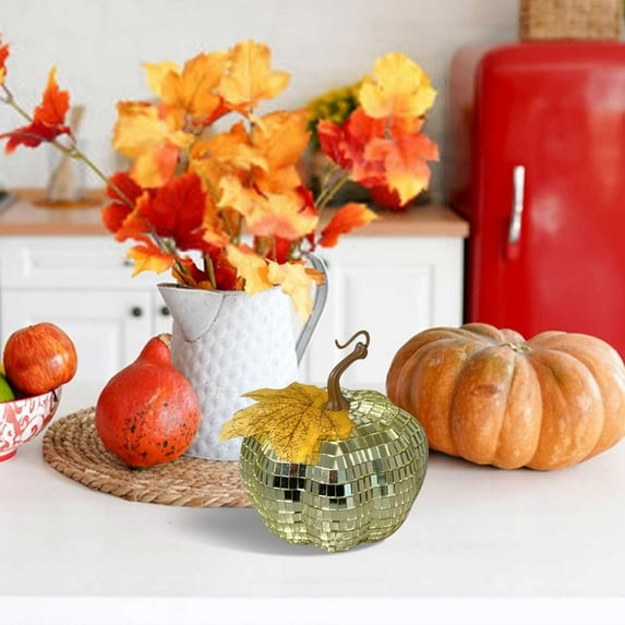 Konghyp Pumpkin Halloween Party Home Decor, Mirror Glass Pumpkin Ornaments, Photography Props, Unique Light Source for Festive Celebrations, Creative Fall Decoration