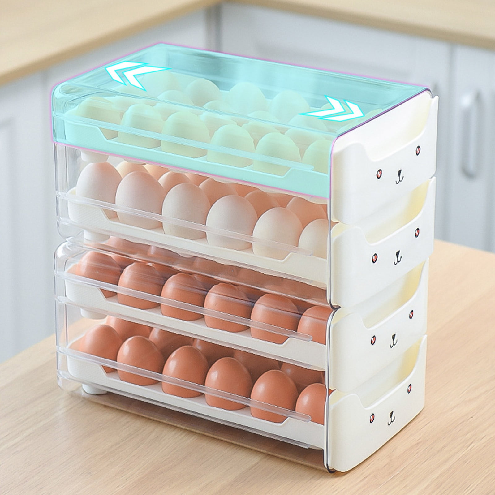 Konghyp Refrigerator Eggs Rack - Clear Plastic Eggs Storage Container ...