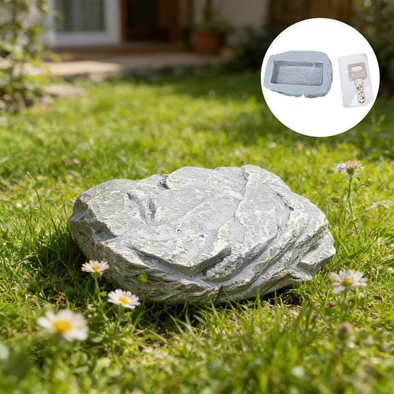 Konghyp Resin Rock Key Hider, Outdoor Garden Simulation Stone, Weatherproof Hidden Safe Box, Decorative Patio Yard Organizer, Realistic Secret Storage, Home Security Spare Container