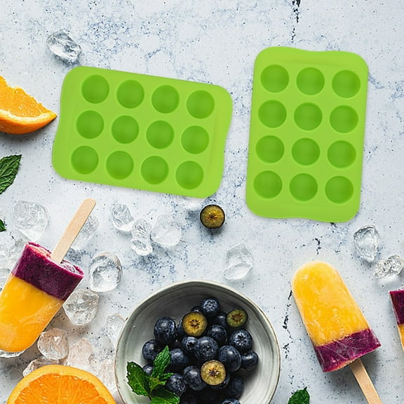 Konghyp Round Silicone Ice Cube Trays Set Of 2 - Easy Release, Flexible, And Dishwasher Safe With 12 Cube Capacity - Ice Mold Box