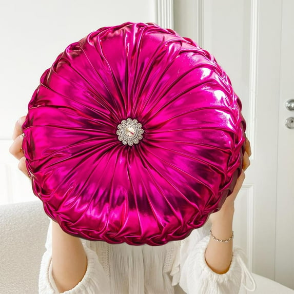 Konghyp Round Wind Shiny Fabric Wheel Pillow, Decorative Throw Pillow, Soft Cushion for Sofa, Bedside, Living Room, Modern Design, Washable Home Decor