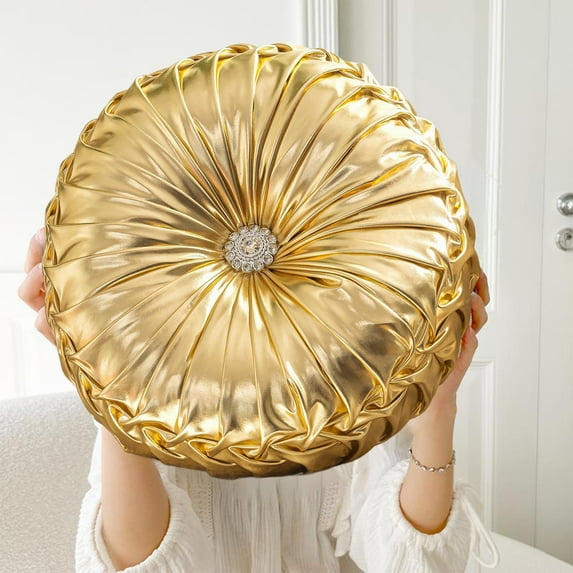 Konghyp Round Wind Shiny Fabric Wheel Pillow, Decorative Throw Pillow, Soft Cushion for Sofa, Bedside, Living Room, Modern Design, Washable Home Decor
