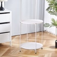 thumbnail image 1 of Konghyp Scandinavian Small Tea Table, Modern Round Side Table, High Strength Plastic Construction, Double Tier Storage, Compact Design for Living Room and Bedroom, 1 of 6