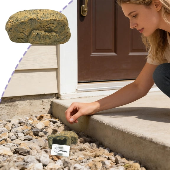 Konghyp Simulated Stones Key Storage Box, Disguised Rock Design, Hidden Key Holder, Durable Outdoor Use, Waterproof Security Container, Garden Decor Storage Solution