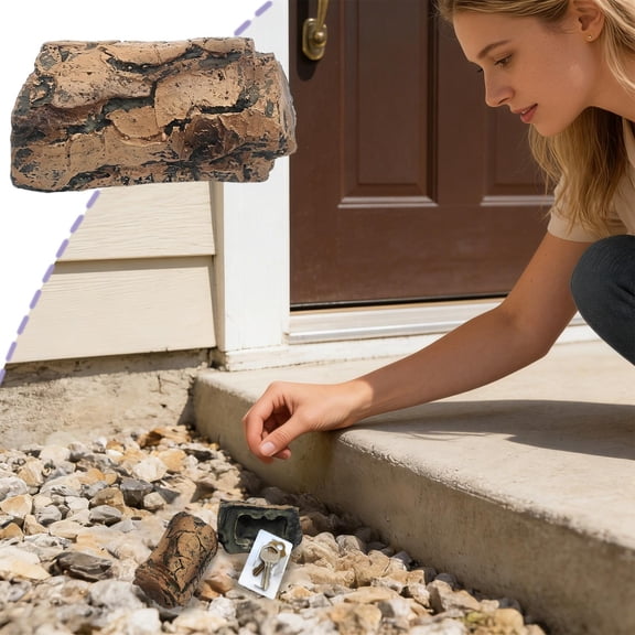 Konghyp Simulated Stones Key Storage Box, Hidden Key Holder, Discreet Key Hideaway, Outdoor Key Storage, Waterproof Fake Rock for Spare Keys, Durable Resin Design
