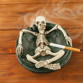 Konghyp Skull Ashtray Resin Unique Design, Halloween Decorative Ornaments, Versatile Home Decor for Smokers, Compact Tabletop Accessory, Great Gift Idea for Halloween Parties