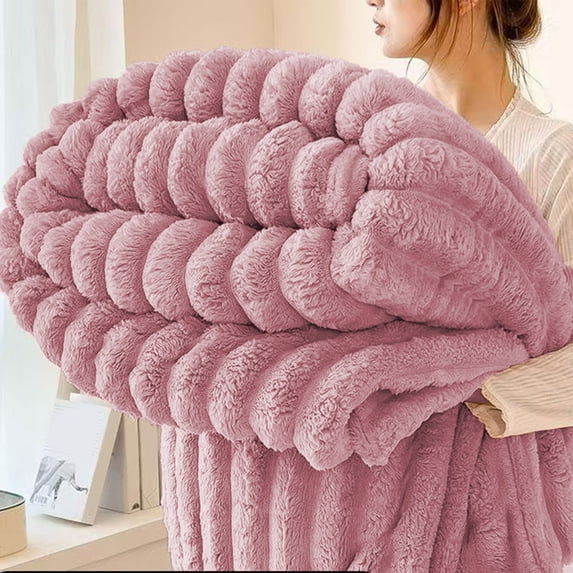 Konghyp Soft And Thick Double Layer Raschel Blanket, Warm Fleece Throw, Cozy Bed Cover, Perfect For Winter Use, Stylish Home Decor, Versatile Comfort Blanket