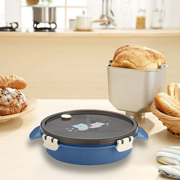 Konghyp Stainless Steel Lunch Box – Round Sealed Double Lunch Boxes, Leak Proof Design for Fast Food, Perfect for School, Work, and Outdoor Activities, Keeps Food Fresh and Secure