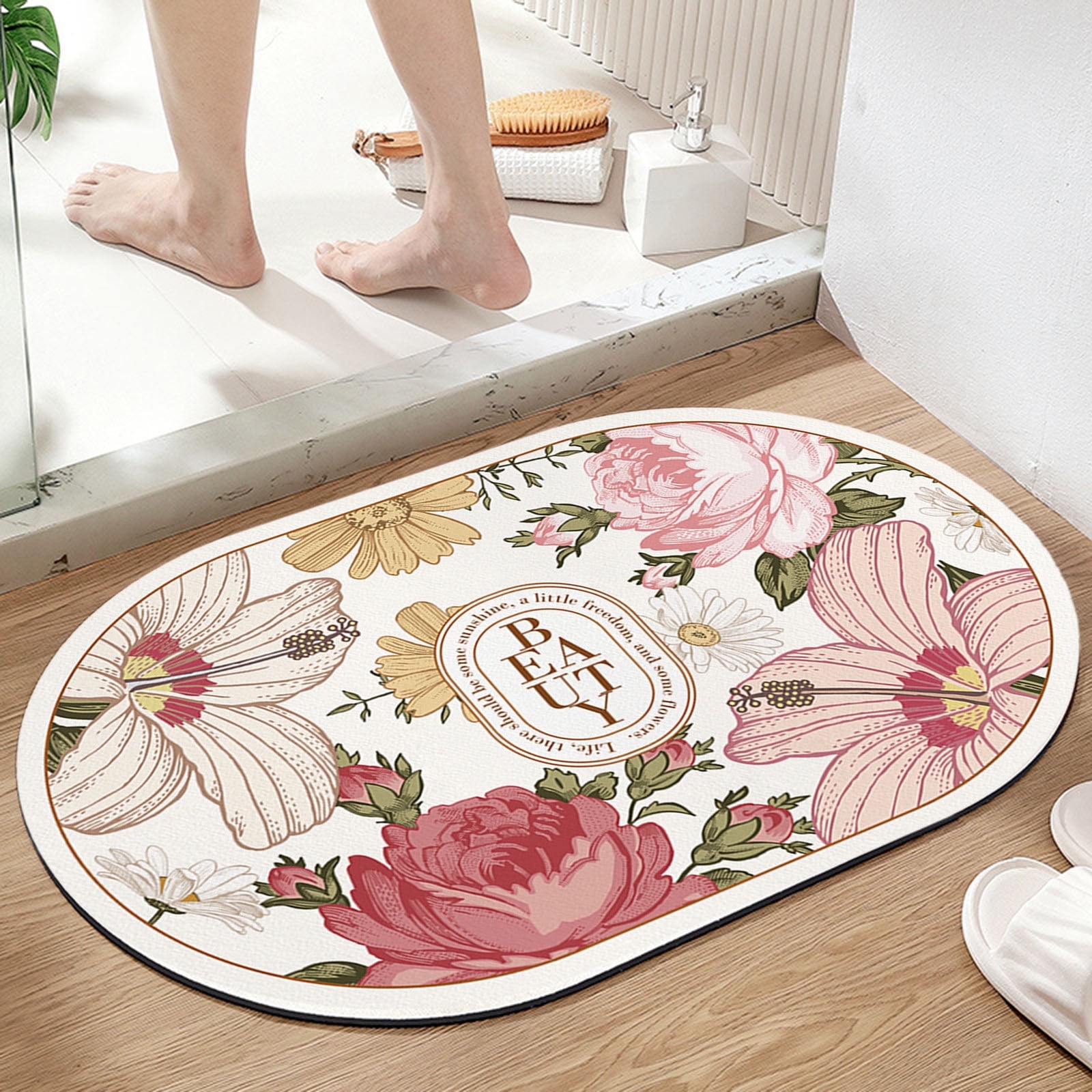 Konghyp Super Absorbent Bath Rug With Quick Dry Rubber Backing Non