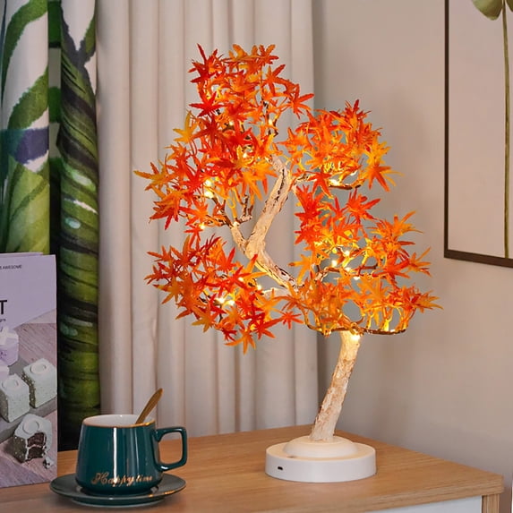 Konghyp Thanksgiving Maple Leaf Lamp Tree Light, Decorative USB Night Light, Festive Home Decor, Colorful Energy-Efficient Lamp, Perfect Gift for Family and Friends