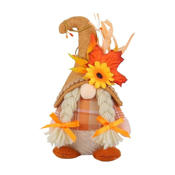 Konghyp Thanksgiving Scarecrow Doll Dwarf Ornament Seasonal Decor Maple Leaf, Handcrafted Home Decoration for Fall Harvest Celebration, Unique Gnome Doll Gift for Friends and Family