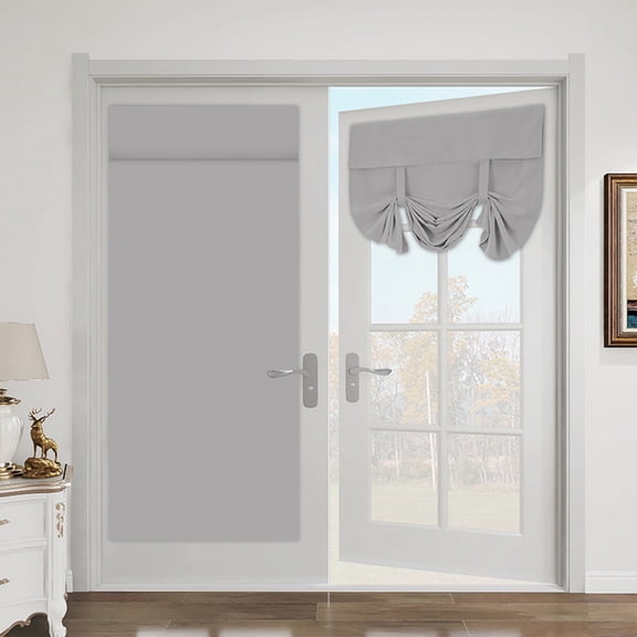 Konghyp Thermal Insulated Door Curtains: Privacy Sidelight Shades For Front Door, Room Darkening Tie-Up Panels, 26" X 68" Size.