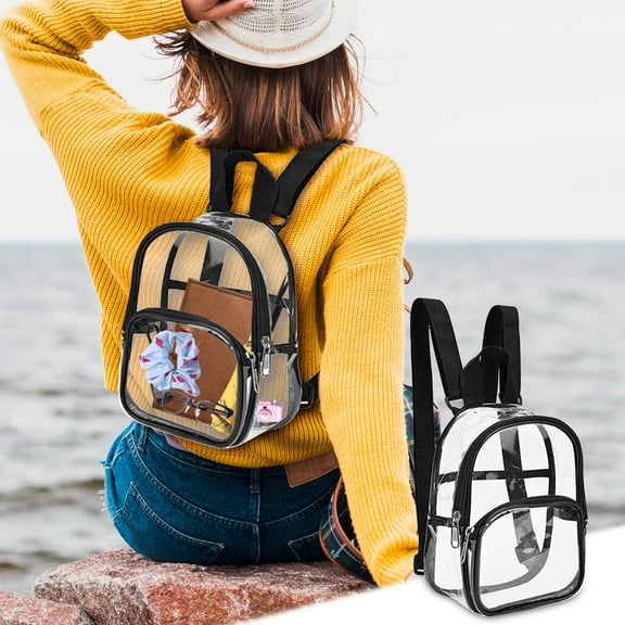 Konghyp Transparent Backpack, Clear Stadium Bag, Multi Pocket Design, Waterproof for Sports Events, Concerts, Festivals, and Beaches, Durable and Easy to Clean