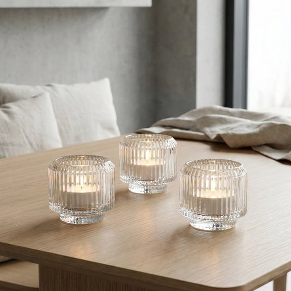 Konghyp Transparent Glass Candle Holders, Stylish Table Decoration, Elegant Centerpiece for Home, Ideal for Dining, Weddings and Romantic Evenings, Versatile Candlestick Set