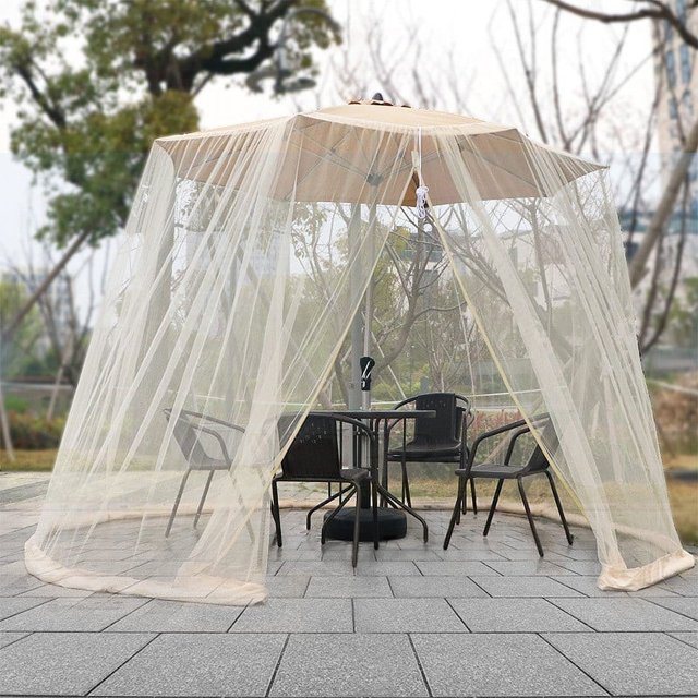 Konghyp Universal Black Patio Umbrella Mosquito Netting Polyester Mesh