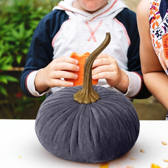Konghyp Velvet Pumpkin Decor, Fall Home Decor, Elegant Centerpiece for Thanksgiving, Wedding, Halloween, Soft Foam Pumpkin, Seasonal Decoration, Plush Pumpkin for Autumn Decor