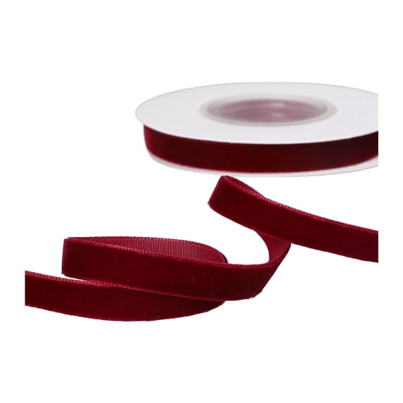Konghyp Velvet Ribbon, Burgundy Satin Flocking, Christmas Holiday Gift Wrapping, DIY Bow Decor, Party Table Decoration, Versatile Crafting Ribbon