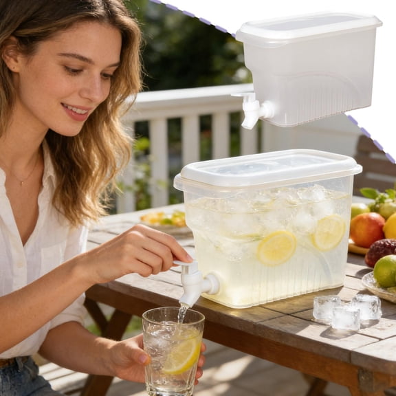 Konghyp Water Dispenser, Cold Beverage Dispenser, Large Capacity Jug, Refrigerator Pitcher for Iced Tea, Lemonade, and Fruit Infused Drinks, Portable and Easy to Clean