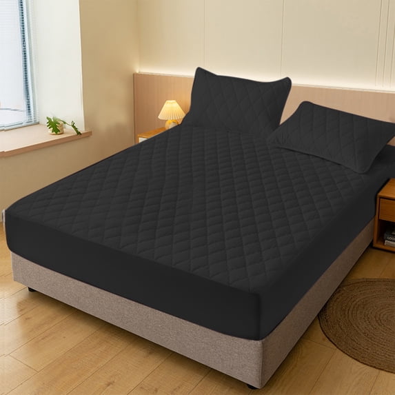 Konghyp Waterproof Bed Sheet Non-slip Fitted Cover Soft Fibre Mattress Protector for Great Sleep Experience, Stain Resistant, Washable and Durable, Ultimate Comfort and Flexibility