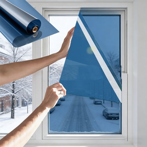Konghyp Window Film, Privacy Glass Tint, Heat Control, Sun Blocking, Reflective Cling for Home, Thermal Insulation for Office and Living Room, Easy Installation, One-Way Mirror Effect