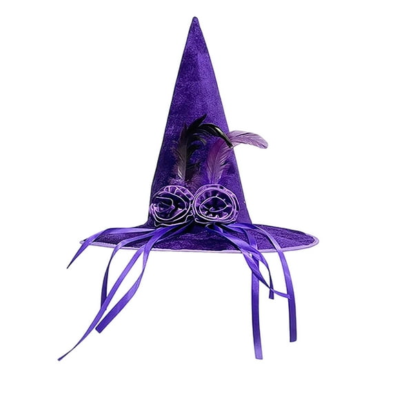 Konghyp Witch Hat, Stylish Halloween Accessory, Unique Plume Decoration, Comfortable and Versatile, Perfect for Costume Parties and Themed Events