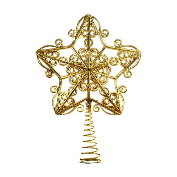 Konghyp Xmas Topper Treetop Christmas Light, Christmas Tree Star Topper, Holiday Tree Decor, Metal 5-Point Star Ornament, Indoor Outdoor Festive Decoration