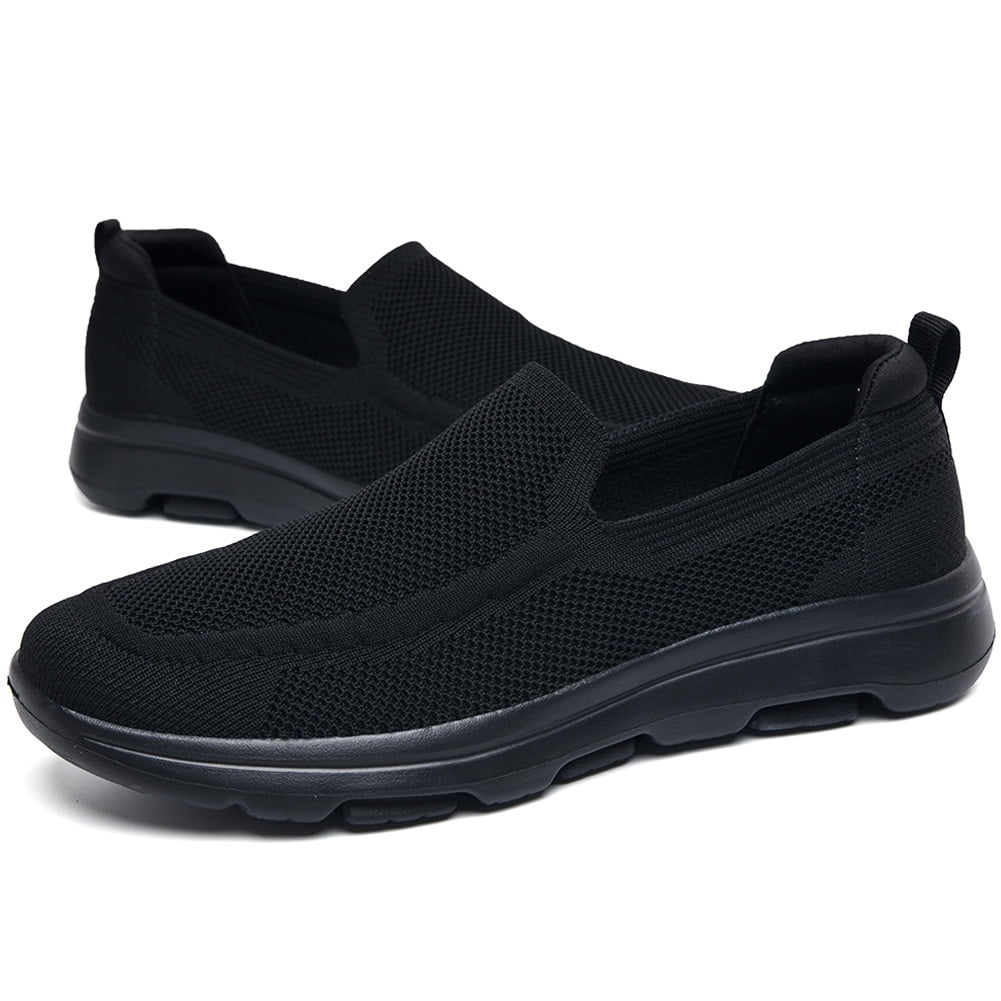 Konhill Men's Casual Comfort Loafers SlipOn Walking Shoes All Black