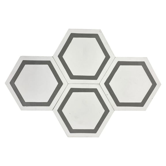Koni Cement Tile Series KCT 05 Hexagon 8 in X 9 in Handmade Cement Tile (5.28 sq ft/Box)
