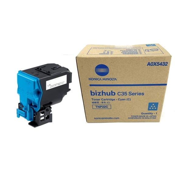Konica Minolta A0X5432 (TNP22C) Toner Cartridge - Cyan Yield 4,600 Pages in Retail Packaging