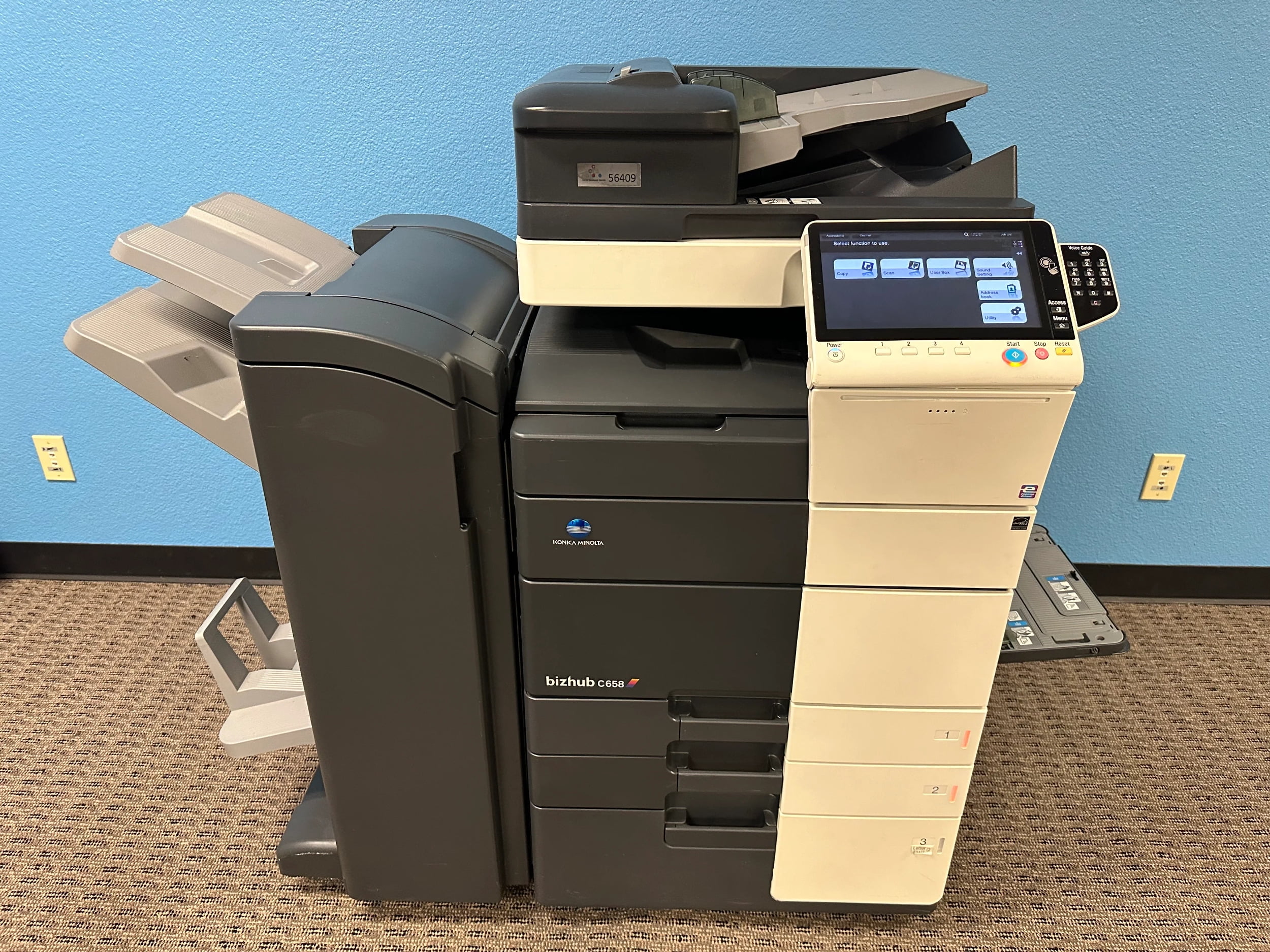 Konica Minolta Bizhub C658 Color Copier Printer Booklet Finisher Low