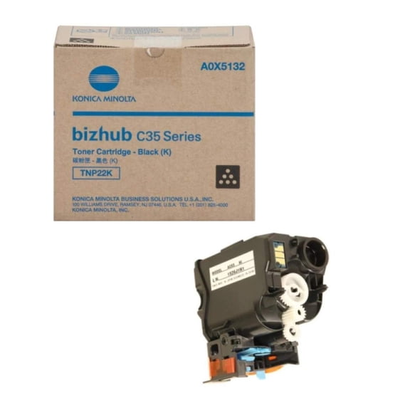 Konica Minolta Genuine Brand Name, OEM A0X5132 (TNP22K) Black Toner Cartridge (5.2K YLD) for Bizhub C35, Bizhub C35P Printers