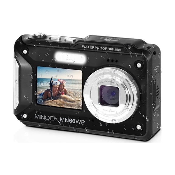 Konica Minolta MN60WP 48MP Waterproof Dual Screen Digital Camera, Black