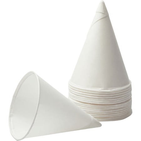 Konie Paper Cone Cups / Bag - 4 fl oz - Cone - 200 / Bag - White - Paper - Cold Drink