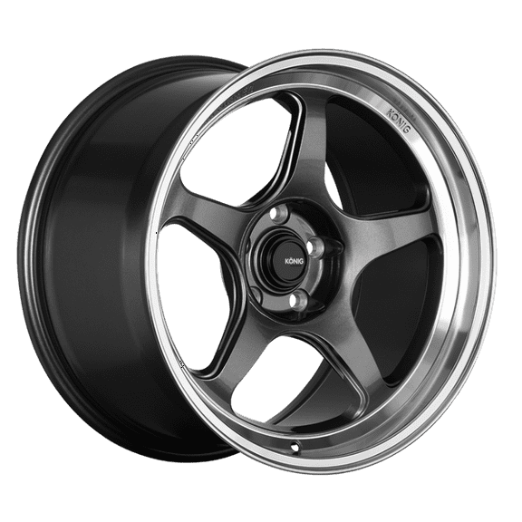 Konig Hyperspec 15x7 4x100 ET35 Anthracite Metallic Wheel w/ Mirror Machined Lip (Knurled Bead)