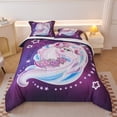 thumbnail image 1 of Koniroom 2 Pieces Magic Unicorn Comforter Set Twin Size for Girls, Kids Bedroom Decor Soft Reversible Cute Bedding, All Season Bed Set, Purple, 1 of 7