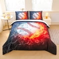 thumbnail image 1 of Koniroom 2Pcs Baseball Comforter Set Twin Size for Boys, Fire and Water Sports Themed Bedding Bedroom Decor, Soft Microfiber, 1 of 8