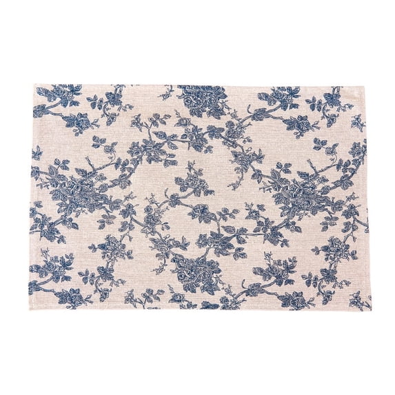 Koniroom Blue Floral Pastoral Placemats for Dining Table Set of 6, Reversable & Heat-Resistant Non-Slip Place Mats for Kitchen Table Mats 12 x 18 Inch
