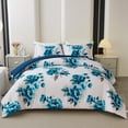 thumbnail image 1 of Koniroom Classic Blue Floral 3-Piece Modern Flower Comforter Set, Full/Queen, 1 of 7