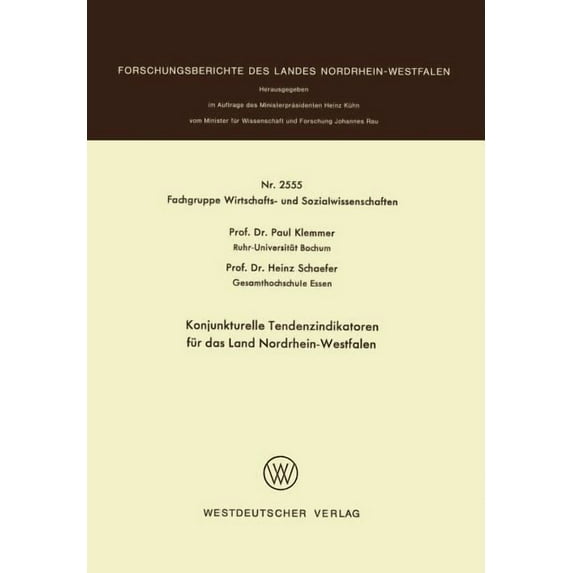 Konjunkturelle Tendenzindikatoren Für Das Land Nordrhein-Westfalen, (Paperback)