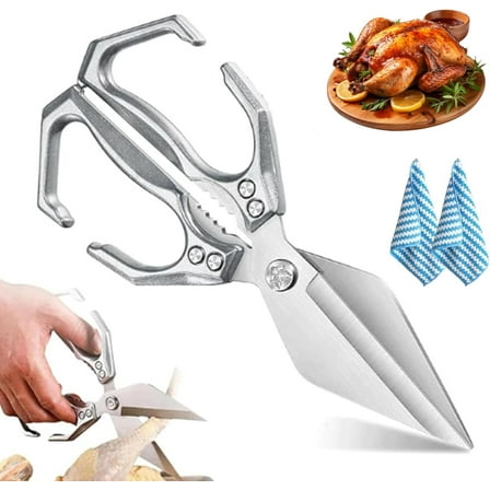 Konluka Kitchen Scissors, 2 in 1 Multifunctional Heavy-Duty Kitchen Shears,Sharp Stainless Poultry Scissors Heavy Duty Cut Bone For Meat, Vegetables And Nuts