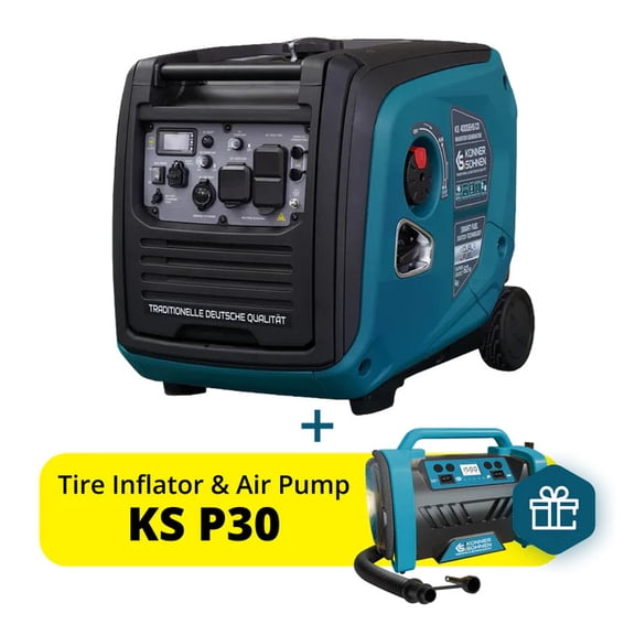 Konner & Sohnen 4000W Dual Fuel Generator Portable LPG/Gasoline 120V USB Quiet Parallel Ready Foldable Handle and Wheels Outdoor Camping Home Backup