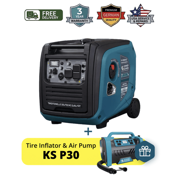 Konner & Sohnen 4000W Dual Fuel Generator Portable LPG/Gasoline 120V USB Quiet Parallel Ready Foldable Handle and Wheels Outdoor Camping Home Backup