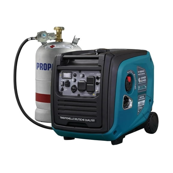 Konner & Sohnen  4000W Dual Fuel Generator Portable LPG/Gasoline 120V USB Quiet Parallel Ready Foldable Handle and Wheels Outdoor Camping Home Backup
