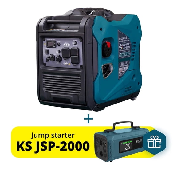 Konner & Sohnen Inverter Generator 5500W, LPG & Gasoline 120/240V CO Sensor, Fuel-Efficient Technology Electric Start LED USB 12V Eco Mode