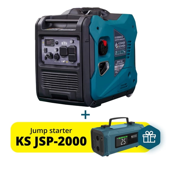 Konner & Sohnen Inverter Generator 5500W, LPG & Gasoline 120/240V CO Sensor, Fuel-Efficient Technology Electric Start LED USB 12V Eco Mode