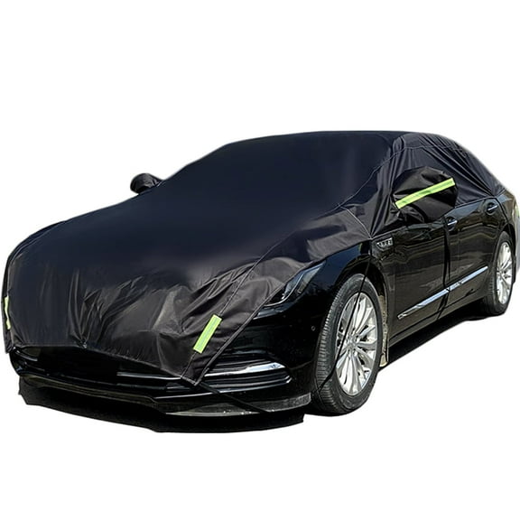 Konnfeir Half Car Cover Car Body Cover Sunshade Cover Snow Cover Windshield Cover Waterproof UV Resistant 420D Oxford fabric Black