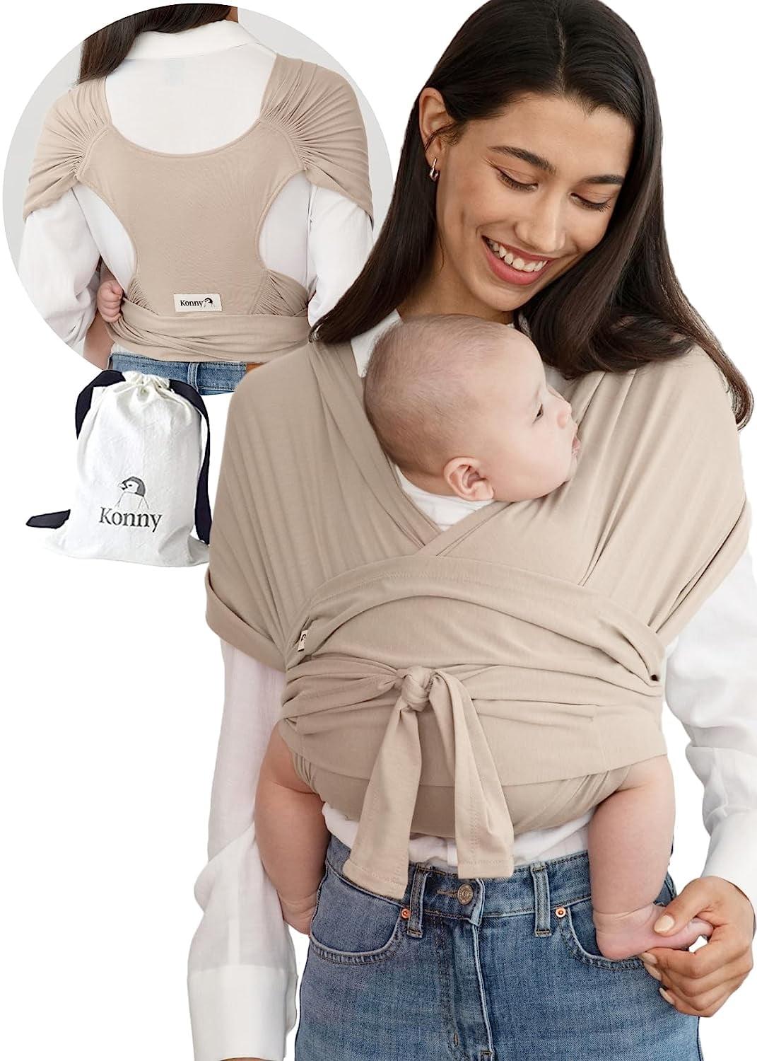 Konny Baby Carrier FLEX Elastech - Adjustable, Easy to Wear and Wrap Baby Sling, Baby Wrap Carrier, Perfect for Newborn Babies Essentials up to 44 Konny Baby Carrier FLEX Elastech - Adjustable, Easy to Wear and Wrap Baby Sling, Baby Wrap Carrier, Perfect for Newborn Babies Essentials up to 44